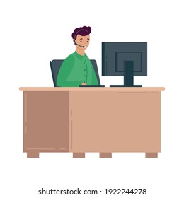 support service worker using desktop vector illustration design