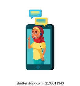 support service worker woman chatting and communicate with customer on phone cartoon vector. support service worker woman chatting and communicate with customer on phone character. flat cartoon illust