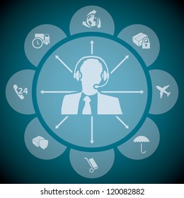 Support for shipments infographic design with dark background