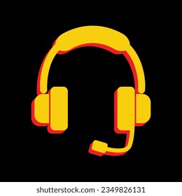 Support sign illustration. 3D Extruded Yellow Icon with Red Sides a Black background. Illustration.