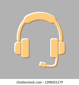 Support sign illustration. Emboss effect with light orange icon on gray background.