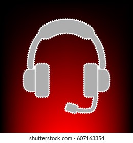 Support sign illustration. Postage stamp or old photo style on red-black gradient background.