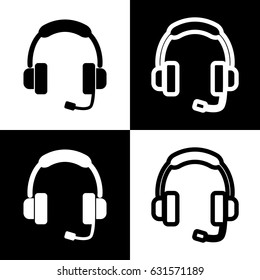 Support sign illustration. Vector. Black and white icons and line icon on chess board.