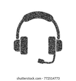 Support sign illustration. Vector. Black icon from many ovelapping circles with random opacity on white background. Noisy. Isolated.