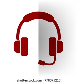 Support sign illustration. Vector. Bordo icon on white bending paper background.