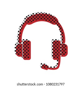 Support sign illustration. Vector. Brown icon with shifted black circle pattern as duplicate at white background. Isolated.