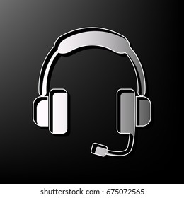 Support sign illustration. Vector. Gray 3d printed icon on black background.