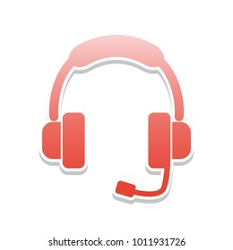 Support sign illustration. Vector. Reddish icon with white and gray shadow on white background. Isolated.