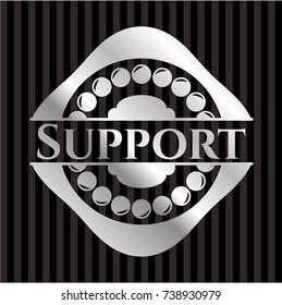 Support silvery shiny emblem