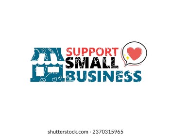 Support small business concept illustration. shop local banner idea with store icon and love icon.