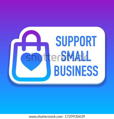 support small business sticker with message badge icon vector illustration