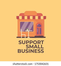 Support small local business vector flat illustration. modern small cafe