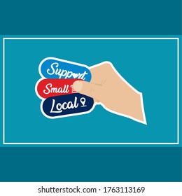 Support Small Poster. Local Commerce Shop - Vector