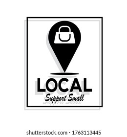 Apoya un pequeño afiche. Tienda de comercio local - Vector