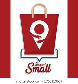 Support small poster. Local commerce shop - Vector