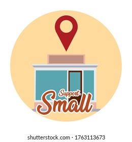Apoya un pequeño afiche. Tienda de comercio local - Vector