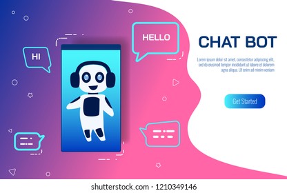 Support smart service with artificial intelligence. Virtual Assistance Of Website Or Mobile Applications. Chat bot AI concept . Vector Illustration.