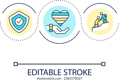Support special society members loop concept icon. Create safe environment. Diversity acceptance abstract idea thin line illustration. Isolated outline drawing. Editable stroke. Arial font used