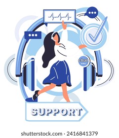 Support specialist vector illustration. Assistance is just click away, thanks to our dedicated support specialist team In business support, our specialists excel in offering professional aid
