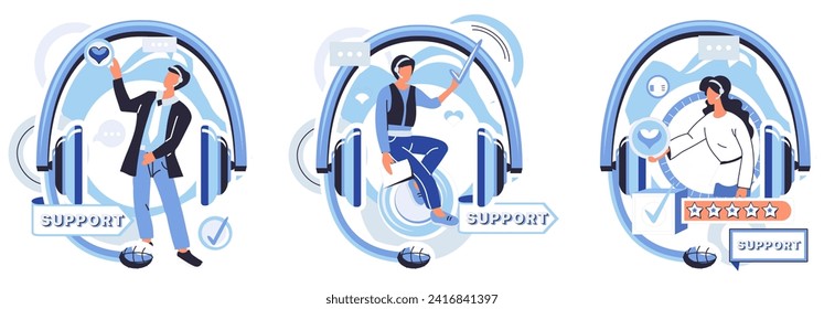 Support specialist vector illustration. Feedback from clients highlights effectiveness our support specialist team Communication is key in our support specialist realm, ensuring swift assistance