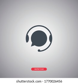 Support with speech bubble icon in flat style isolated on gray background. Vector illustration.