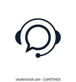 Support with speech bubble on white background. Flat vector support icon design.