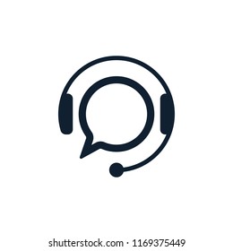 Support with speech bubble on white background. Flat vector support icon design.