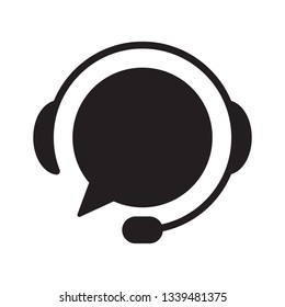 Support with speech bubble on white background. Flat vector support icon design.