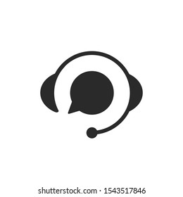 	
Support with speech bubble on white background. Flat vector support icon design