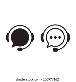 Support with speech bubble on white background. Flat vector support icon design.