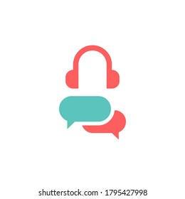 support with speech bubble vector icon logo design