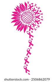 Support squad Breast Cancer Awareness pink sunflower  illustration Vector design to celebrate Breast Cancer Awareness Month in October