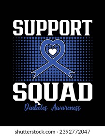 Soporte de ayuda para la detección de la diabetes escuadrón de apoyo para la detección de diabetes mellizas de amor azul plantilla de impresión de camisa de cinta de amor 