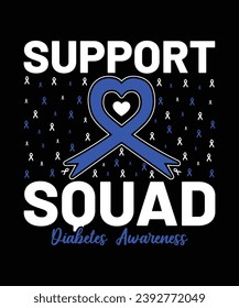 Soporte de ayuda para la detección de la diabetes escuadrón de apoyo para la detección de diabetes mellizas de amor azul plantilla de impresión de camisa de cinta de amor 