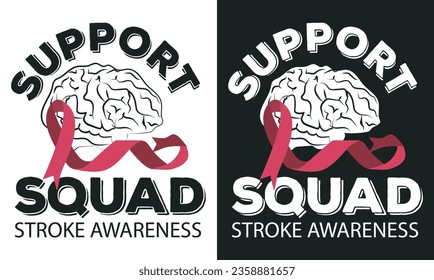 Support Squad Stroke Awareness T-shirt Graphic, Awareness T-shirt Design Layout for Print, Stroke Awareness T-shirt Design Vector.