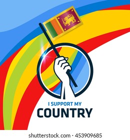 I Support Sri Lanka. Hand holding the Country flag - abstract background Man Holding Flag in Rio Olympics 2016