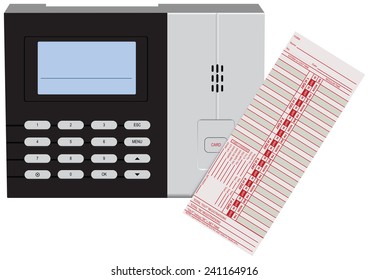 Support system and card for monitoring employee time. Vector illustration.