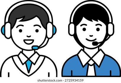 Avatares del equipo de Asistencia que muestran a los trabajadores del Servicio al cliente con auriculares para la comunicación y la línea directa