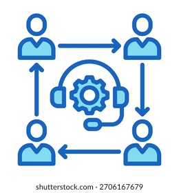 Unterstützung Team Symbol Blaue Farbe Stil Vektorgrafik