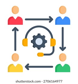 Support Team Icon Flat Style Vector Illustration