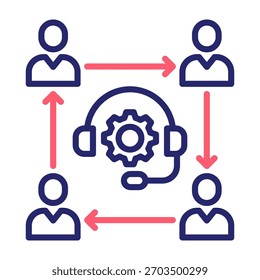 Support Team Icon Line Color Style Vector Illustration