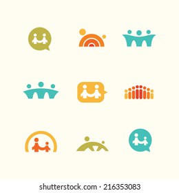 Support teamwork logo icons set