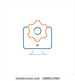 it support technical configuration settings assistance maintenance icon line style graphic design vector