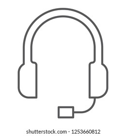 Support thin line icon, helpline and operator, headset sign, vector graphics, a linear pattern on a white background, eps 10.