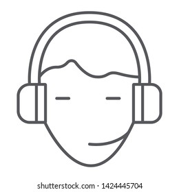 Support thin line icon, service and assistance, headset sign, vector graphics, a linear pattern on a white background, eps 10.