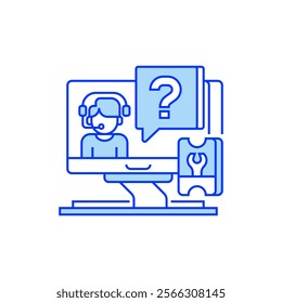 Support Ticket Filled Line Icon. linear style sign for mobile concept and web design. Outline vector icon.