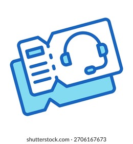 Icono de boleto de Asistencia Ilustración vectorial de estilo de color azul
