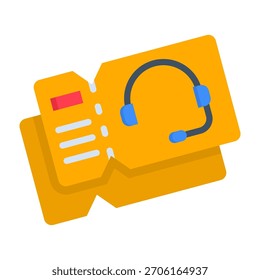 Ícone de tíquete de suporte Ilustração de vetor de estilo plano