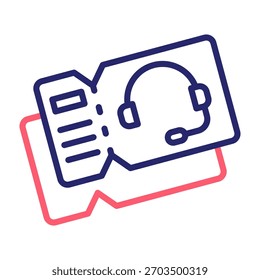 Icono de boleto de Asistencia Línea Color Estilo Ilustración vectorial