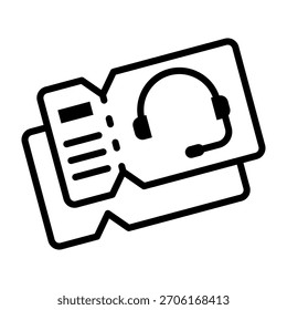 Ícone de tíquete de suporte - Ilustração de vetor de estilo misto